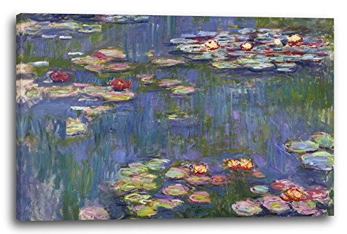 Printed Paintings Stampa su Tela (120x80cm): Claude Monet - Ninfee