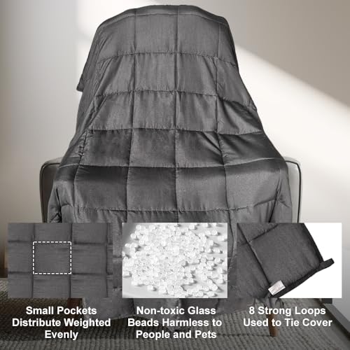 CZZZ Weighted Blanket 15 lbs - 60 x 80 inches Light Grey | 100% Cotton Material with Glass Beads (Light Grey) by CZZZ - Used condition - Image 3