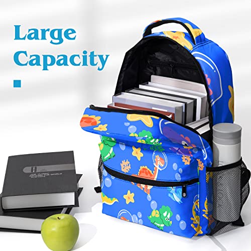 Dacawin Blue Cartoon Animal Backpack Toddler Kids Dinosaur School Bag Marine Coral Starfish Bookbag Casual Daypack Backpacks For School Girls Boys #TOP4