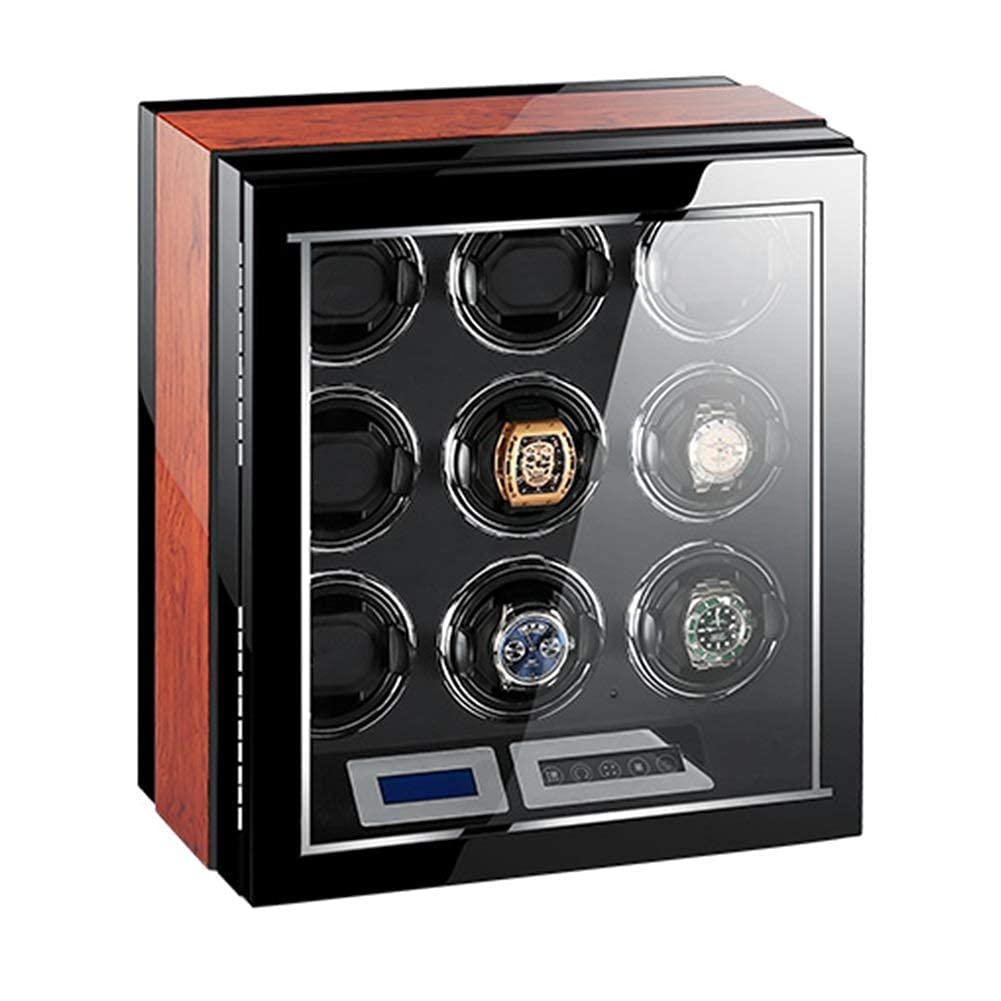 NZPOST Watch Winder for Automatic Watches Piano Finish Remote Control LCD Display Touch Screen Built-in Illumination Quiet Motor