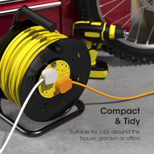 Cable de extensión resistente de 25 m con corte térmico automático y enchufe fusionado 3