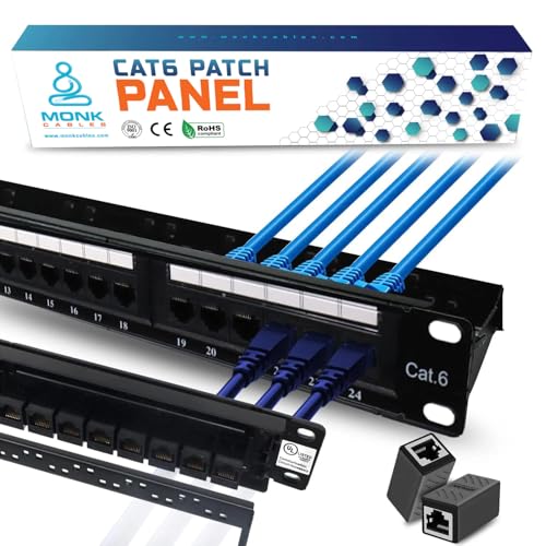MONK CABLES | CAT6 Patch Panel | Inline | 24 Port