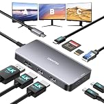 UANTIN USB C Docking Station Dual Monitor, Laptop Docking Station 3 Monitors Triple 4K 60Hz Display with 2 HDMI, DisplayPort, 1Gbps Ethernet, 100W PD, 2 USB-C Data, USBC Dock for Dell, HP, Lenovo, etc