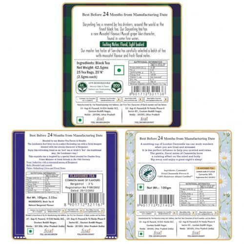 Image of Sancha Tea Boutique English Tea Bundle, 50 Pyramid Tea Bags & 100g Whole Leaf Tea, English Breakfast Tea, Afternoon Tea & Earl Grey Tea, Assorted Tea Pack, Golden Orange Pekoe Tea
