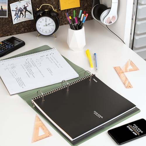 Image of Five Star Spiral Notebook + Study App,1 Subject,Graph Ruled Paper,8-1 /2 inch x 11 inch,100 Sheets,Fights Ink Bleed,Water Resistant Cover,Assorted Colors (73549),6 Count (Pack of 2)