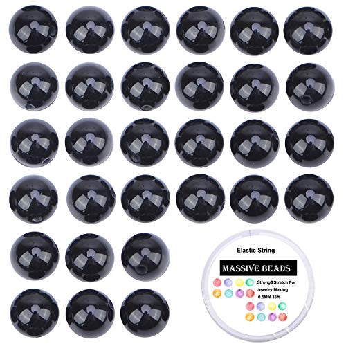 Image of 80Pcs Natural Crystal Beads Stone Gemstone Round Loose Energy Healing Beads with Free Crystal Stretch Cord for Jewelry Making (Tourmaline Black, 10mm)