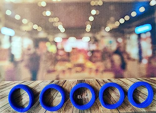 Image of Elina 100 Blue Elastic Ponytail Holder Hair Rubber Ties Head Bands Soft Cotton Thick Thin Hair Wear for School Girls, Kids, Women Accessories (Pack of 100)(Blue)