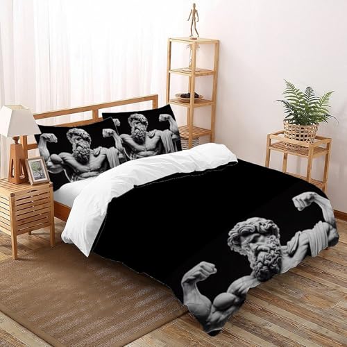 Housse de couette double imprimé 3D en microfibre durable sans repassage