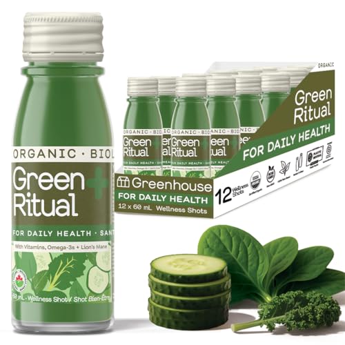 Greenhouse Juice Green Ritual Wellness Shot Brain-Boosting 12-Count 60mL Glass