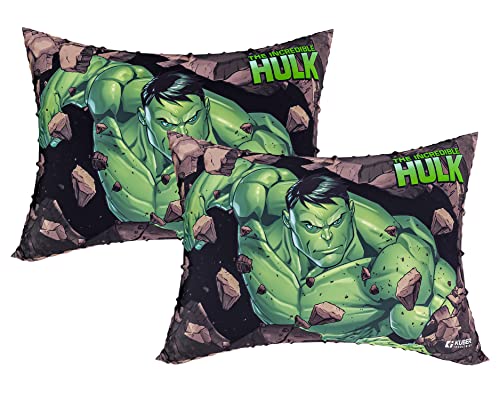 Image of Kuber Industries Marvel Hulk Print Baby Pillow|Polyester Super Soft Kids Pillow for Sleeping & Travel12 x 18 InchPack of 2 (Green)