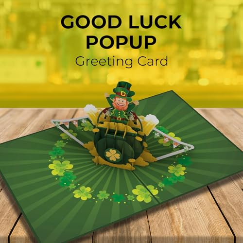 Carte pop-up 3D cadeau Saint-Patrick avec trèfle à quatre feuilles