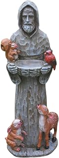 Gogogmee Estátua De Jardim Recipientes De Comida Deck Ao Ar Livre Estatuetas De Beija-Flor Pássaro Banho De Água Fada Alimentador De Pássaros São Francisco De Assis Escultura De Jardim