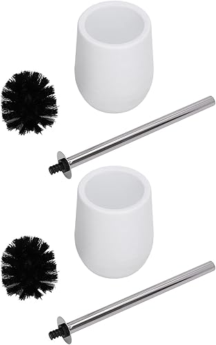 Miniatura 4 de Escobilla y soporte para inodoro, paquete de 2 cepillos y soporte de acero inoxidable, cepillo limpiador de inodoro para baño, limpiador de inodoro