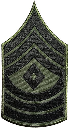 Papapatch 1st Sergeant E-8 Chevrons Rank US Army Military Uniform Shoulder Embroidered Applique Sewing Iron on Patch - OD (Olive Drab)(1 Piece)(E8-OD)