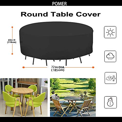 Pomer Round Patio Furniture Covers, 72Inch Bar Height Table Chair Set Cover Waterproof Outdoor Sectional Sofa Set Covers For Garden Furniture Set - 72" D X 43" H #TOP2