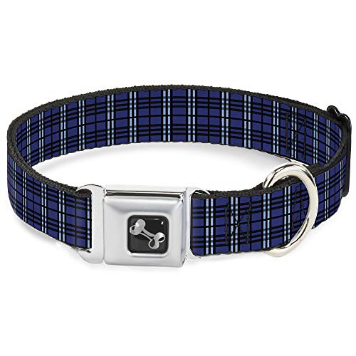 Collier de chien plaid bleu marine Buckle Down os pour petit chien