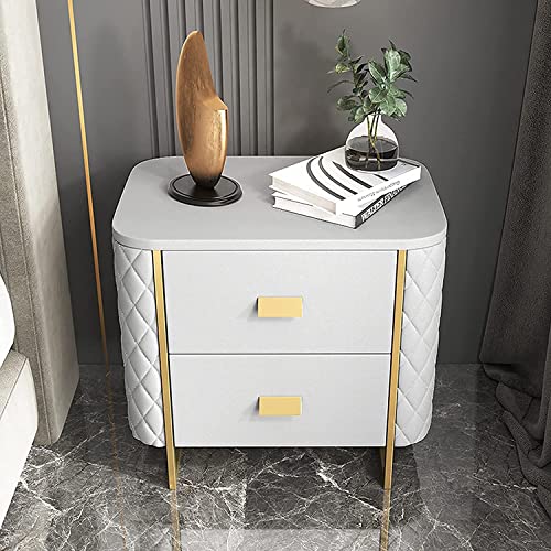 Meuble de chevet en marbre blanc de style moderne et minimaliste avec tiroirs