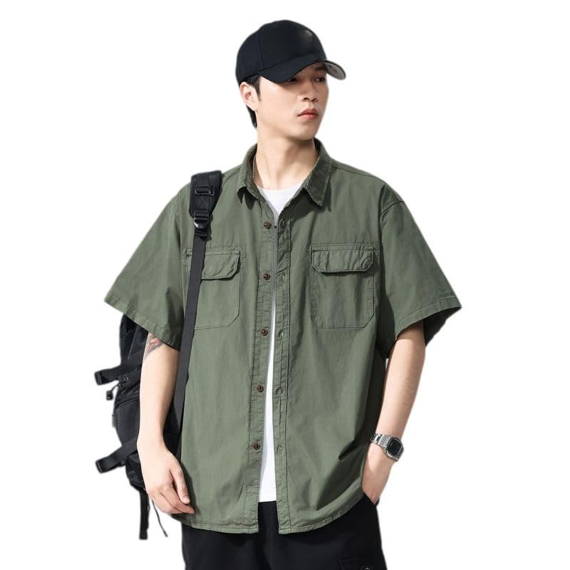 Camisa de trabajo japonesa transpirable con bolsillos para evitar mochilas 2