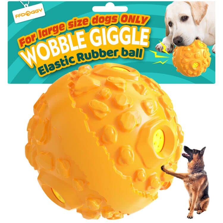 FFDOGGY Dog Giggle Ball Interactive Squeaky Toys Puppy Wobble Wag Talking Balls for Chewers
