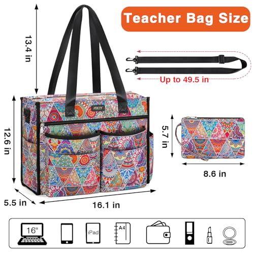 ITIEZY Utility Tote Bag for Women with 15/18 Pockets - Large Teacher Tote Bag with Zipper Compartment Nurse Bags for Work2