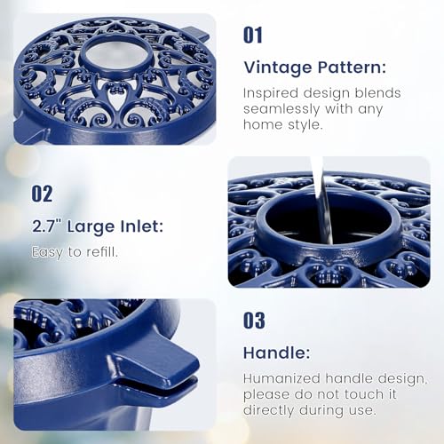 IGOHEALS Wood Stove Steamer - Rust Resistant Cast Iron Humidifier Pot with Three-Layer Porcelain Coating for Woodstove, Indoor Fireplace Steamer for Dry Winter, Decorative, 2.7 Quart-Blue by IGOHEALS - Image 4