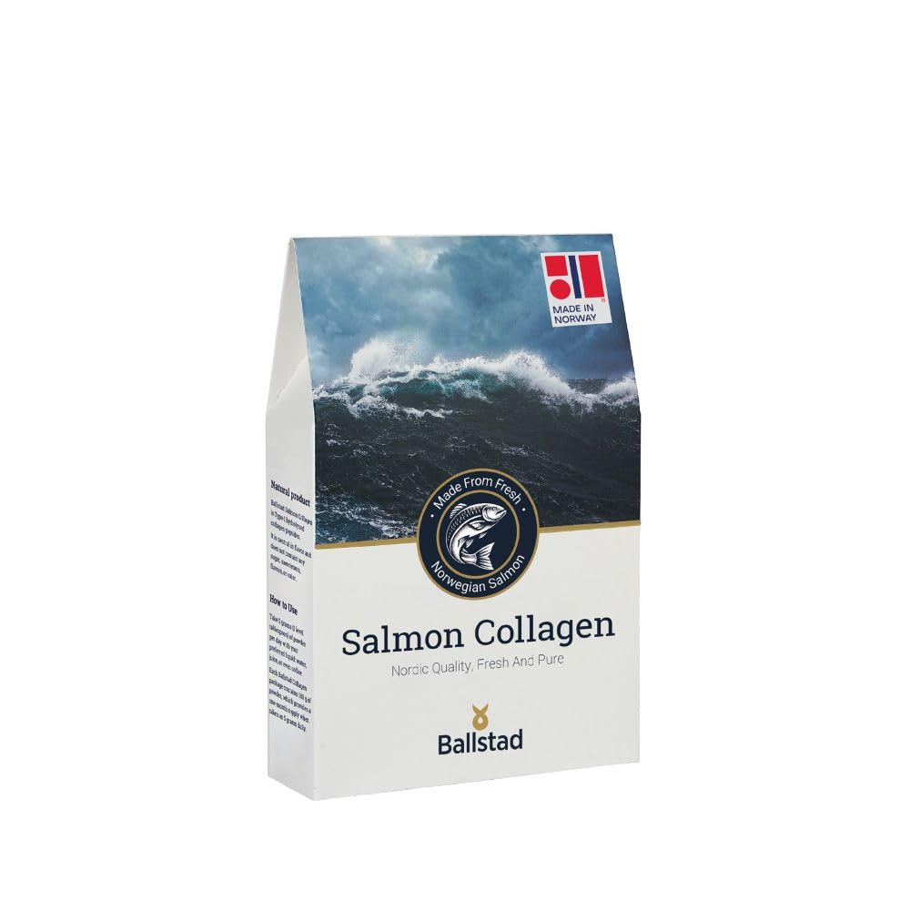 Reine Norwegische Lachs-Kollagenpeptide 160g - Lachs Kollagenpulver ohne Zusatzstoffe, ideal zum Einrühren in Getränke & Suppen. Made in Norway. Nachfüllpackung für 1 Monat