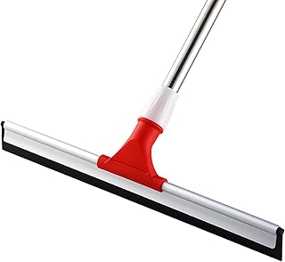 Escova de borracha de 43 cm para chão com cabo ajustável (147 cm), vassoura de borracha de alta resistência, escovas de água para limpar o duche, azulejos, casa de banho, garagem, cozinha