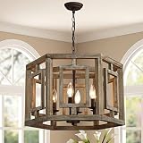 VOPHEE Farmhouse Chandeliers for Dining Room, 6-Lights Rustic Kitchen Island Lighting Fixture Antiqu