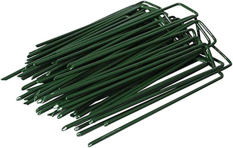 is Used for 6-inch Turf Pile Green Bulk Galvanized Heavy-Duty Garden Pile U-Shaped Artificial Grassland Anchor (Green, 100 Pieces)