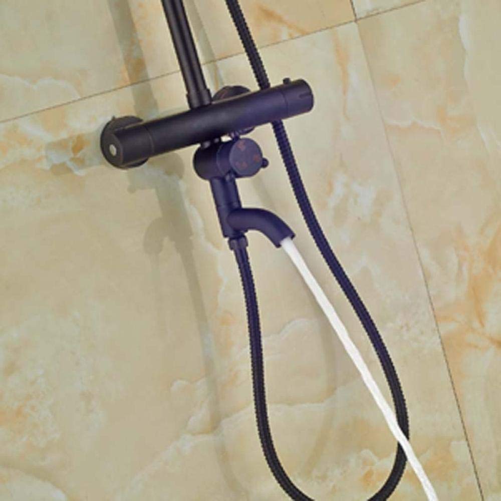 Huin Grifo mezclador de válvula termostática de bronce frotado con aceite Grifo rociador de ducha de mano