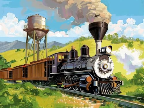 DIY Steam Train Diamond Painting, Paint with Diamonds Gem Craft Kit for Home Decoration & Gift, Full Round Drill, Easy to Operate, 16X16 Inch