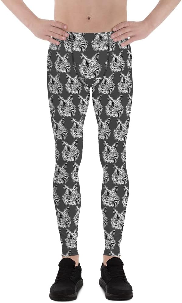 Black and White Tiger Face All Over Print on Men's Leggings