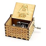 Pursuestar Wood Hand Crank Engraved Vintage Wooden Music Box Wedding Valentine Christmas Birthday Gift for Star Wars
