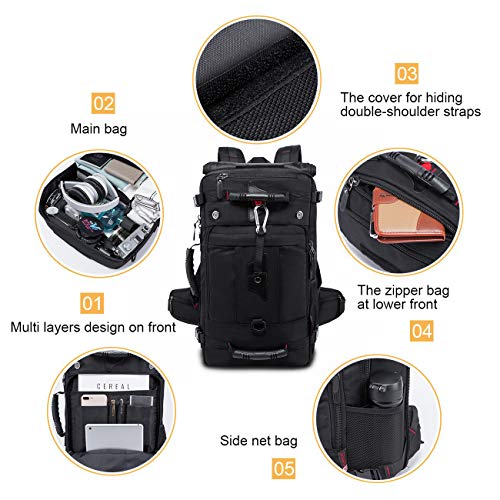 KAKA Travel Backpack, Carry On Backpack Durable Convertible Duffle Bag Fit for 15.6 Inch Laptop for Men and Women(Medium 35L)