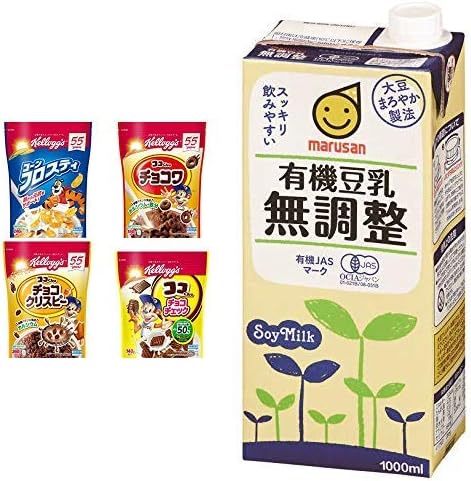 Amazon セット買い ケロッグ キッズシリアル4種 コーンフロスティ 袋 240g ココくんのチョコワ 袋 150g ココくんの チョコクリスピー 袋 260g ココくんのチョコチェック 袋 140g マルサン 有機豆乳無調整 1000ml 6本 ケロッグ 豆乳 豆乳飲料 通販