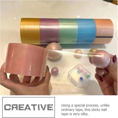 Miniatura 6 de Toyvian 6 rollos de cinta adhesiva nacarada de bolas adhesivas para bricolaje, cintas adhesivas de bricolaje, cintas adhesivas para hacer bolas