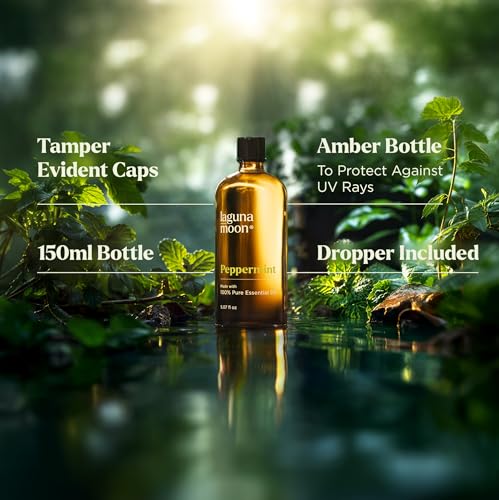 Image of Lagunamoon Peppermint Oil - Natural Pure Essential Oils for Diffusers, Aromatherapy, Humidifiers, Candle Making Scents - Fresh Fragrance Scents for Home, Office, Cars and Cleaning Products (150mL)