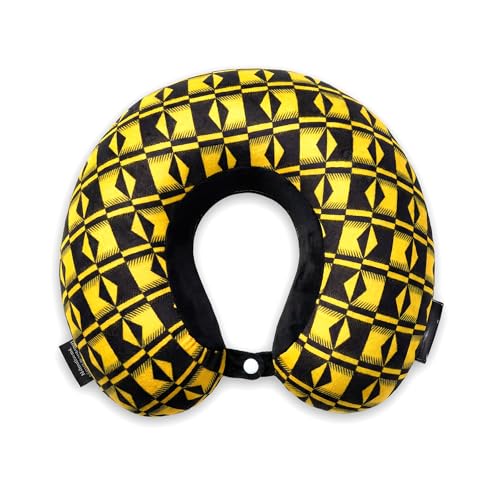 Image of Nasher Miles x Harry Potter Hufflepuff Memory Foam Neck Pillow for Travel, Removable Washable Polyester Cover with 360 Stable Neck Support (Black & Yellow)
