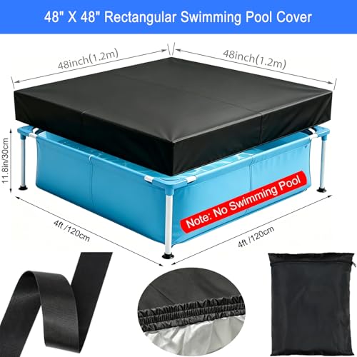 Cubierta rectangular para piscina mini 4 x 4 pies miniatura 2