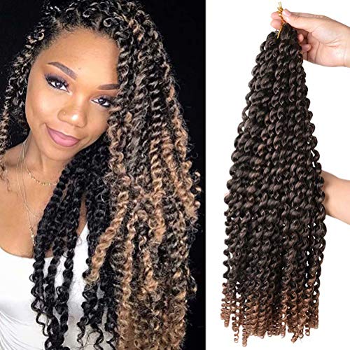 JulyQueen Passion Twist Hair Crochet Braids Water Wave 18 Inch Synthetic Ombre Braiding Hair Extension Two Tone Brown Color 1 Pcs/lot