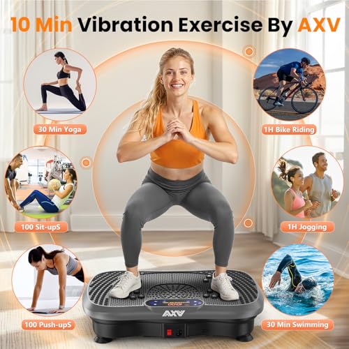 Image of AXV Vibration Plate Fitness Platform Exercise Machine Vibrating Shaking Full Body Shaker Workout Vibrate Stand Shake Board Sport for Weight Loss Fat Burner for Gym Home Office