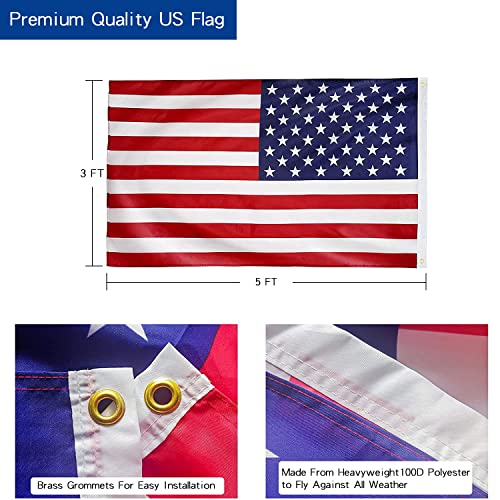 Flag Pole For Outside In Ground-20Ft Telescoping Extra Thick Heavy Duty Flagpole For Yard,With 3X5 American Flag,Telescopic Adjustable Outdoor Flag Poles,For Commercial Or Residential(Black) #TOP6