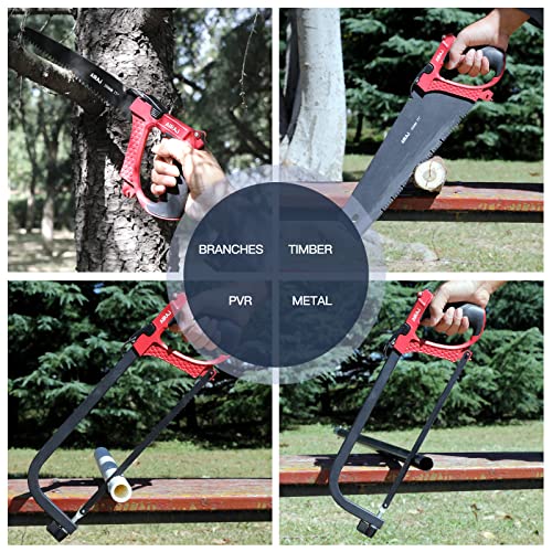 AIRAJ Metallsäge-Set, Bügelsägen mit 9 Austauschbarer Klinge,250MM Astsäge, 300MM Metallsäge und 330 Handsäge,für Metall,Holz,Stahl,PVC-Rohr,Gefrorenem Fleisch,Bügelsäge und Plastik