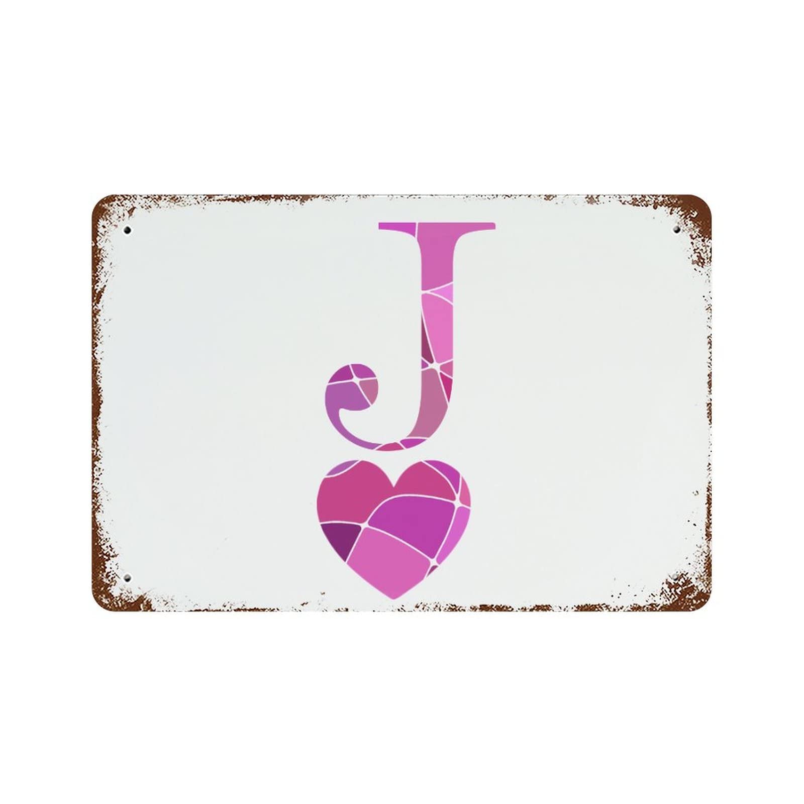 Plaque en métal Saint Valentin et anniversaire de mariage avec lettre personnalisée