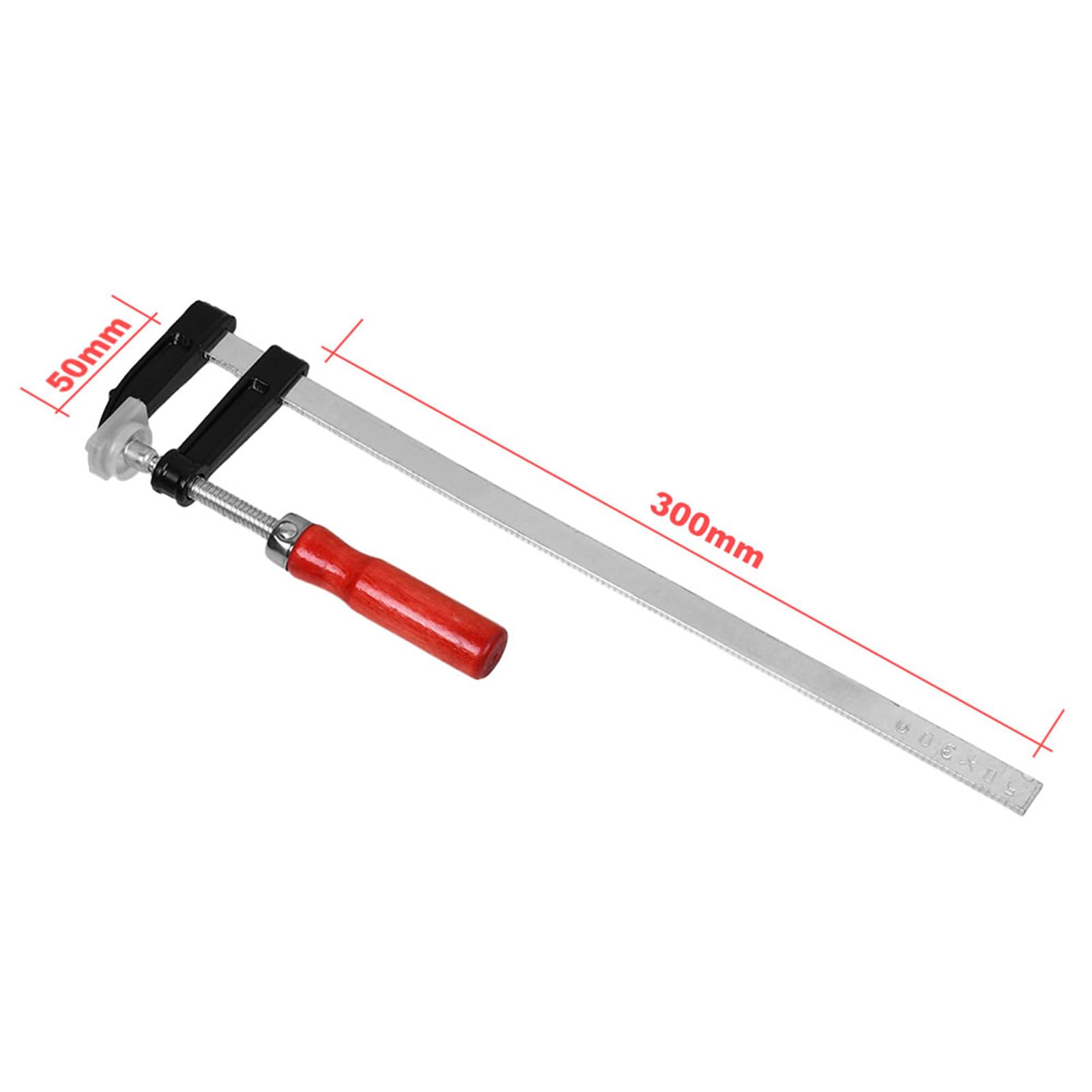 Schraubzwingen, Profi Schraub-Zwinge Set mit 10-Komponentengriff 50x200 / 50x300, Spann-Weite 150 mm, Spanntiefe 50 mm, Spannbacken aus Temperguss-Stahl, Schraubzwenge mit Hohlprofilschiene (50x300)