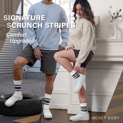Image of Slouch Cotton Socks, Scrunch Thin Fashion Colorful Soft Breathable Crew Calf for Women and Men, 4 Pairs
