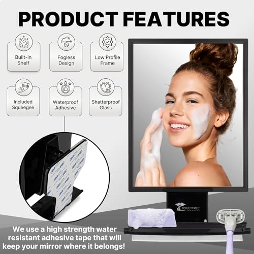 Toilettree Products TTP-04 Fogless Shower Mirror - Anti-Fog Mirror - Adjustable Shaving Mirror With A Squeegee - Rust-Proof, Impact-Resistance Bathroom Shower Mirror thumb #5