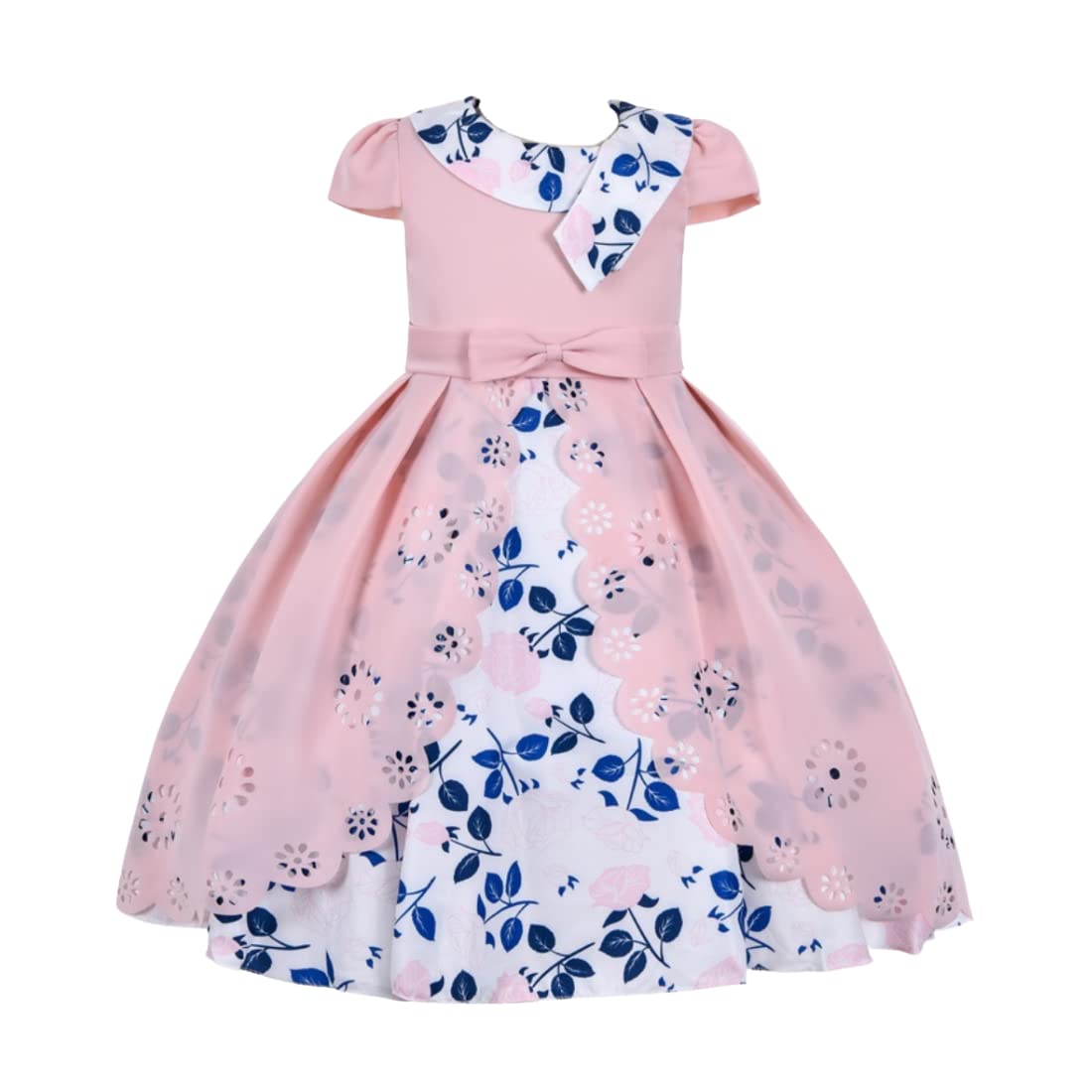 Cosplay Life Elegant Flower Dress for Girls Young Adult Fashion Bow Flower Waistline Kids Party Festival Ages 5-9 Years Old (Pink, 7yrs) — view 25