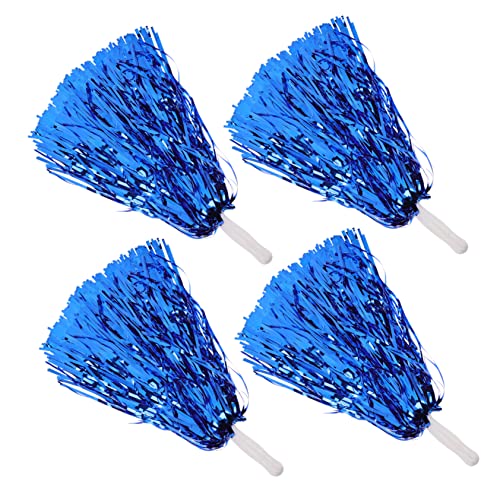 POPETPOP 4pcs Flower Cheerleader Cheering Pom Poms for Dance Poms Pom Poms Cheer Cute Cheerleading Pompoms Party Accessory Cheerleading Accessories Large Aluminum Foil Wire Blue