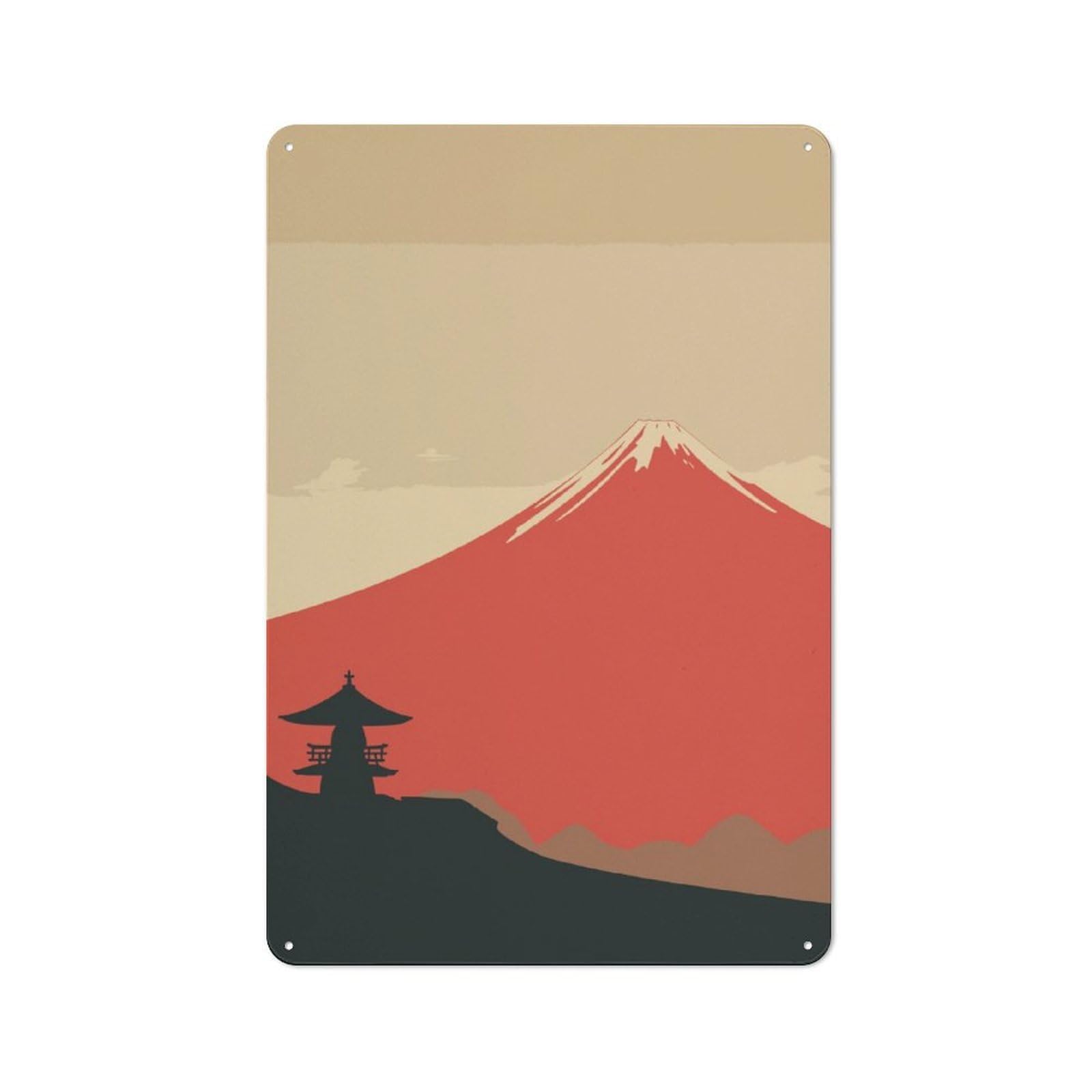 Junmoney Minimalist Vintage Mt Fuji Vintage Metal Wall Sign 30X20cm For Studio Or Craft Room, For Vintage Wall Decor Fans, For Metal Sign Collectors